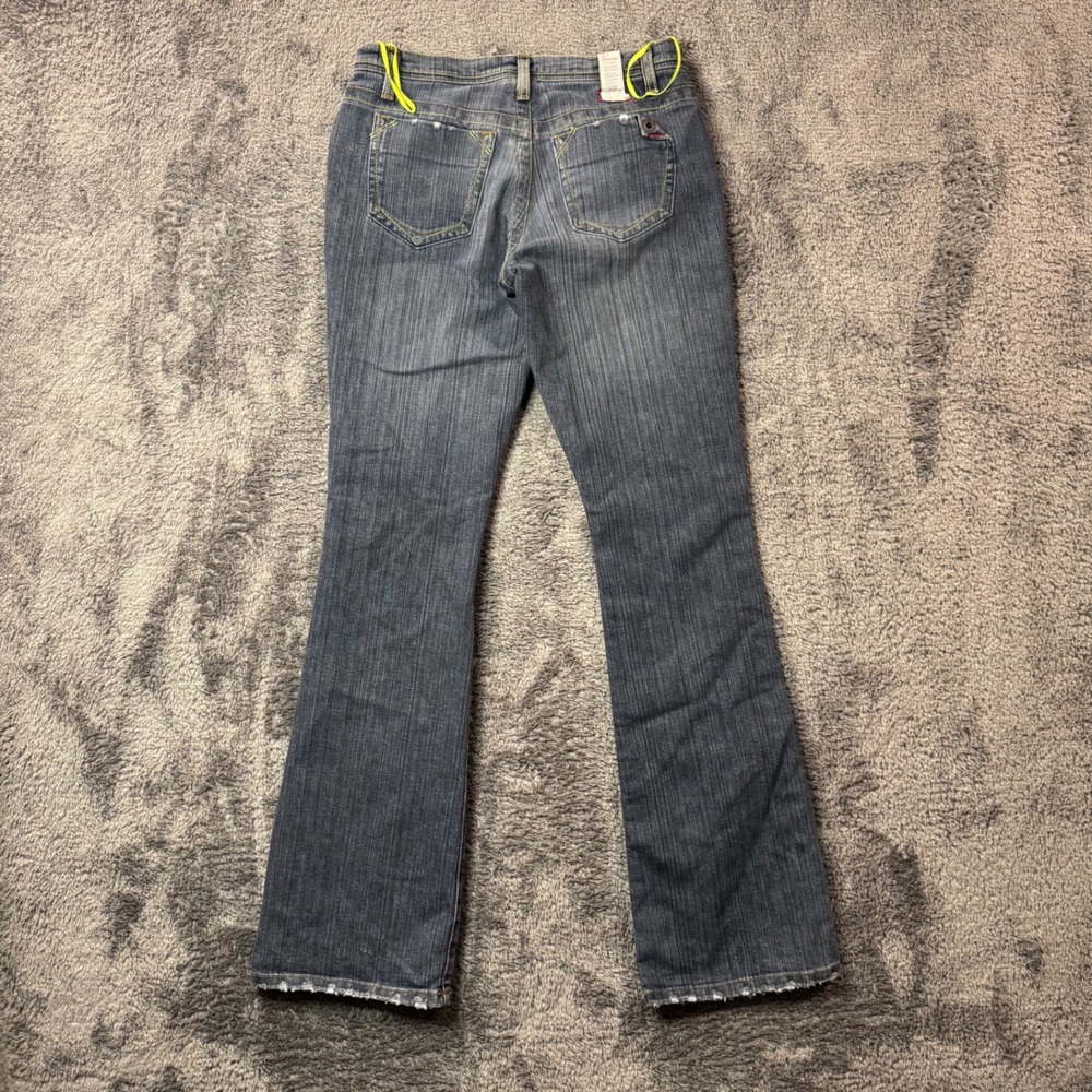 Z. Cavaricci Womens Low Rise Flare Jeans Blue Striped Denim Size 27 Made in USA